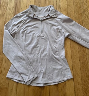 Layer 8 Women s Medium 1/4 Zip Pullover Taupe Long Sleeve Athletic Workout Top