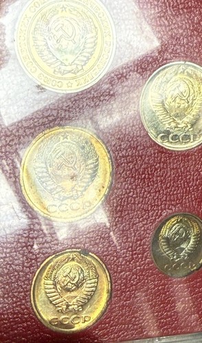 1975 Russia USSR 9 Coin Proof Set Leningrad Mint Monster Toned Natural