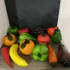 Murano And Glass Fruits & Vegetables Lot of 14 Art Multicolor Vintage