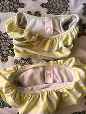 Cat  Jack Girls 2-Piece Ruffle Gingham Bikini Swim Set Yellow/White 3T