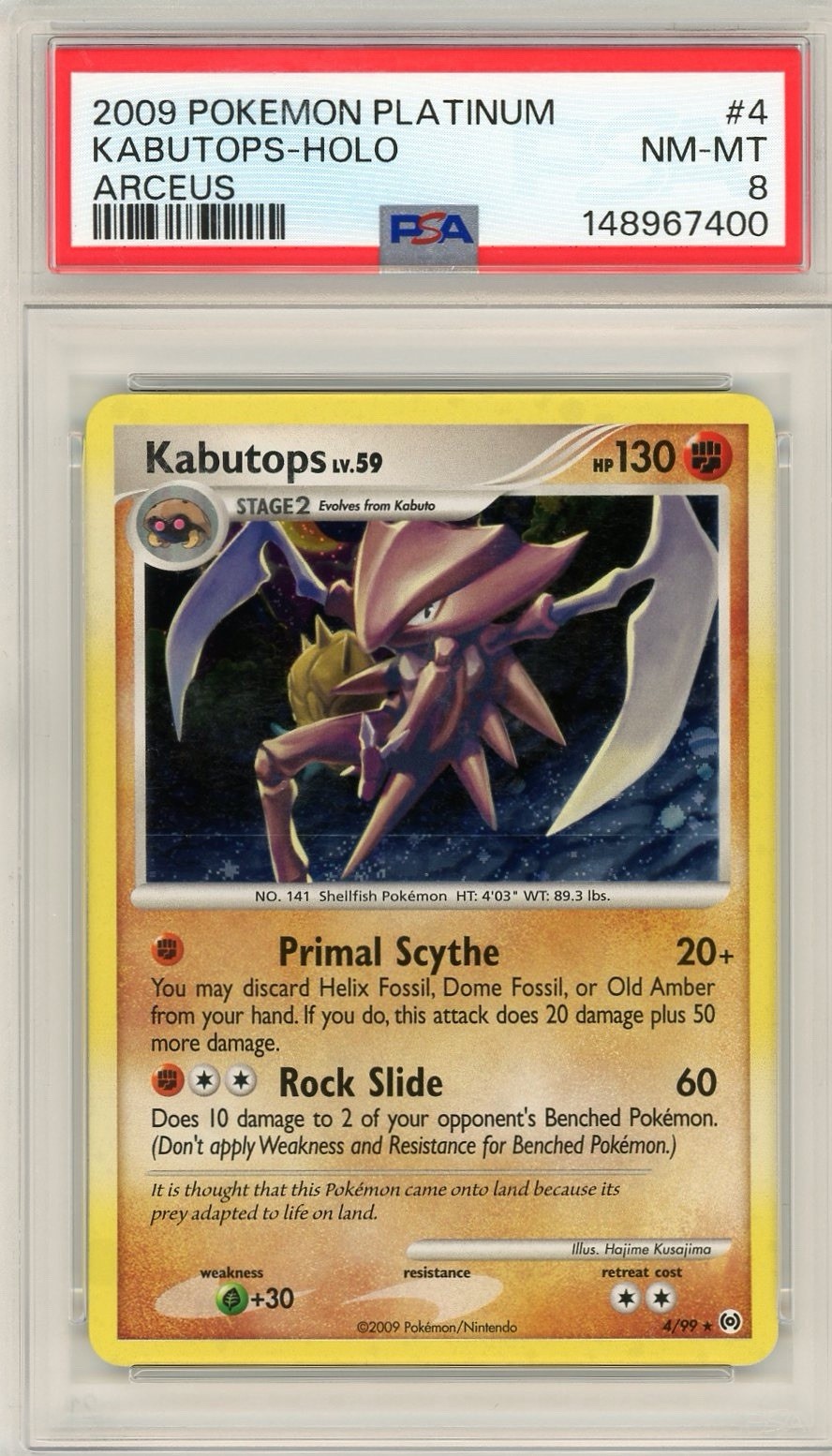 2009 Pokemon Platinum Arceus Kabutops Holo #4 PSA 8 NM