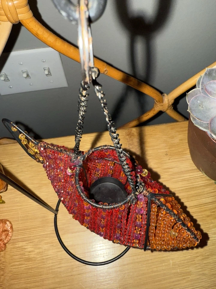 Candelabro vintage hecho a mano con luz de té linterna colgante decoración del hogar peces Foto 3 de 4