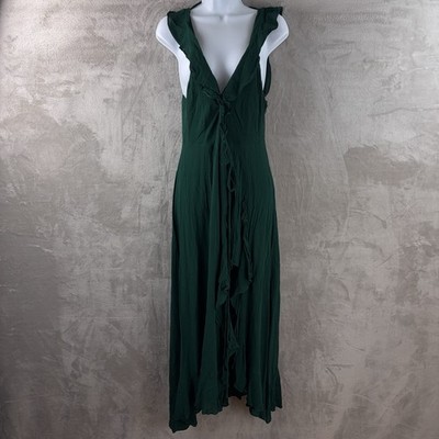 Reformation Dress Womens Size Medium Green Sleeveless V Neck Ruffle Maxi Wrap | eBay Reformation Dress Womens Size Medium Green Sleeveless V Neck Ruffle Maxi Wrap | eBay