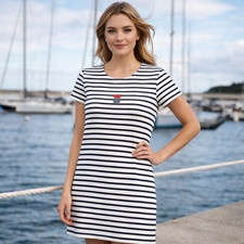 Saint James Breton Nautical Dress Womens Size US 10 Navy Striped Coastal Classic