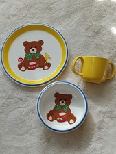 VTG Mikasa Teddy Bear Children  s Dinner Set Japan Plate Cup Saucer Baby's First