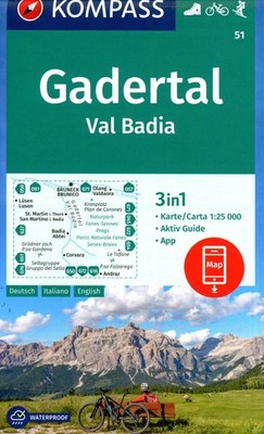 KOMPASS Wanderkarte 51 Gadertal / Val Badia 1:25.000, 