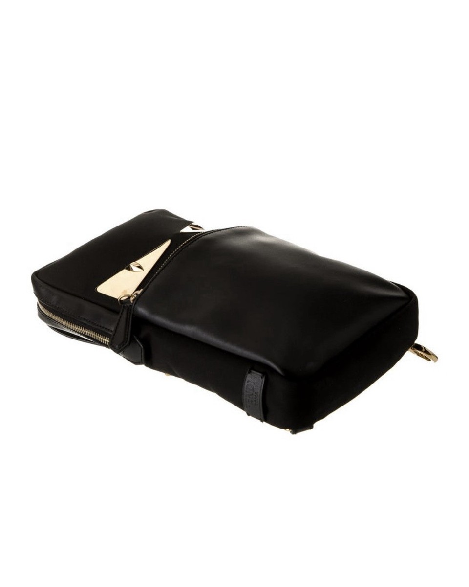 Fendi Monster Black Crossbody Bag Zip Closure Adjustable Strap
