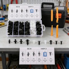 100pcs He26 Car Body Clips Push Pin Fasteners Rivet Set W 4 Tools 100pcs He26 Car Body Clips Push Pin Fasteners Rivet Set W 4 Tools
