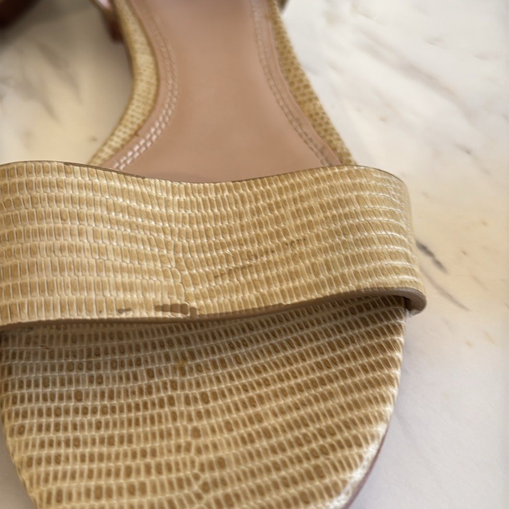 Tory Burch Savannah D'Orsay Flat Sandals Tan Embossed Leather Strap Front Sz 10 thumbnail 8