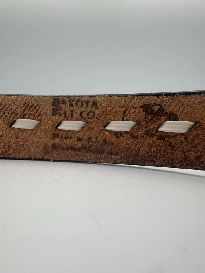 Correa de cinturón vintage Dakota Belt Co cuero genuino gris occidental EE. UU. 40/41-ish Foto 3 de 4