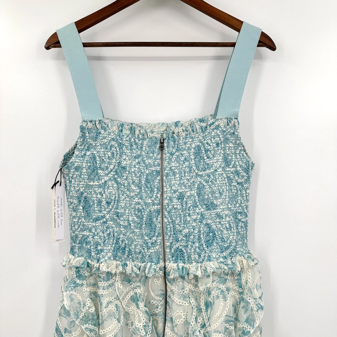 OFF WHITE ALICE + OLIVIA JOCELYN MINI ABITO SMOCKED FARFALLA ANTICA BIANCO SPORCO NUOVO CON ETICHETTE M