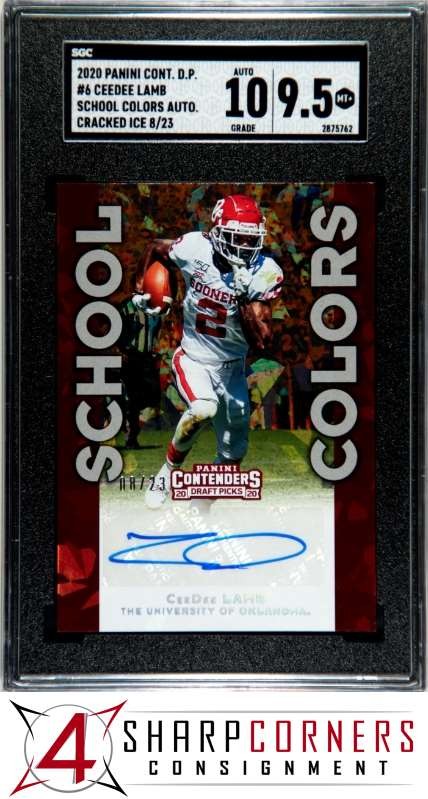 CeeDee Lamb Panini Contenders Draft Picks School Colors Signatures #6 Cracked Ice
