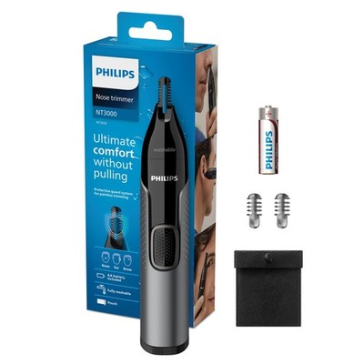 Philips NT3650/16 NASENTRIMMER FENSTERBOX, Grau, 1 Stück (1er Pack), Schwarz 
