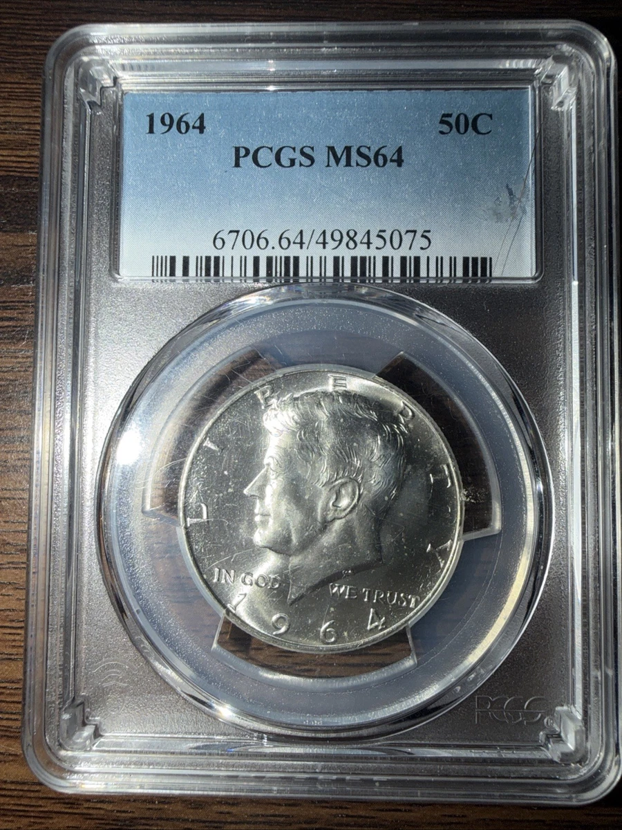 PCGS Certified MS 64 Graded 1964 Kennedy US Half Dollars (1964-Now
