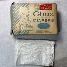 Vtg Diapers 1960s Box Chux Disposable 24 Diapers Large 12-22 Pounds Waterproof