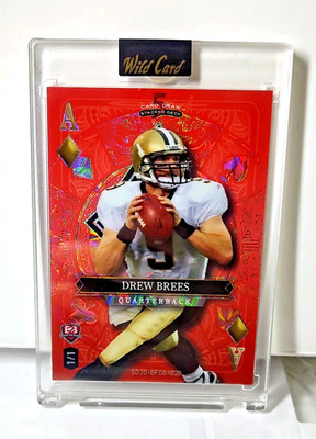 2024 Wild Card 5 Card Drew Brees, Brett Favre Back to Back Red Scope 1/1 HOF