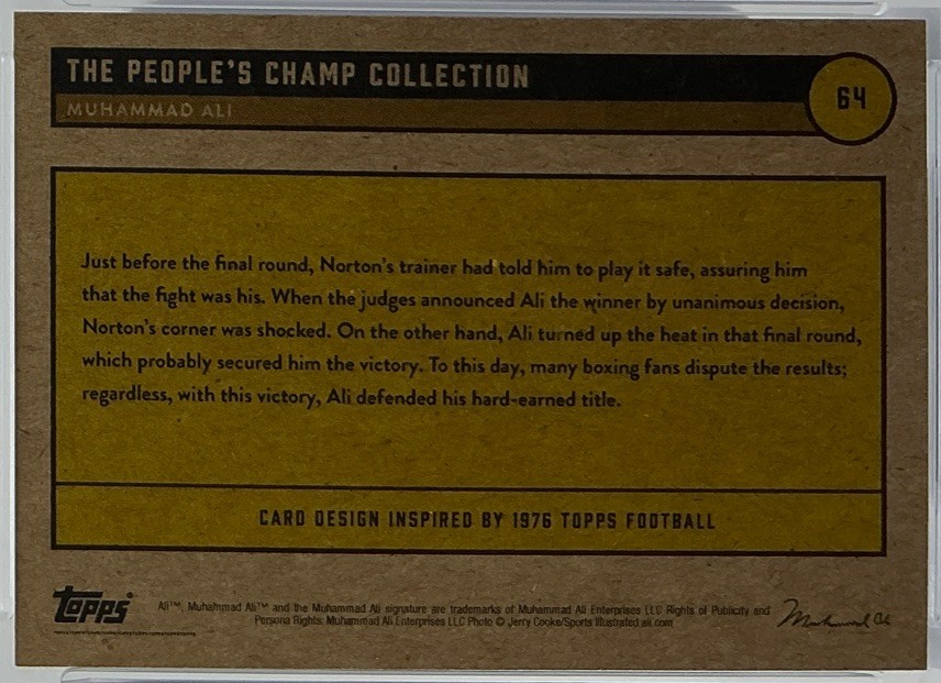 Muhammad Ali PSA 10- 2021 Topps Tribute Set ‘Ali Beats Norton To Retain Title’ view 8