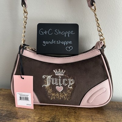 New Juicy Couture Heritage Shoulder Bag Dusty Blush Pink Brown Chocolate  Cute