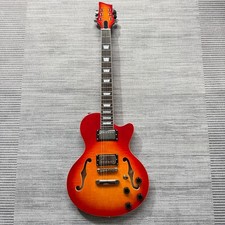 6String Semi Hollow Electric Guitar Tomato Egg Sunburst Flame Maple Floral Inlay