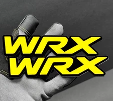 (2PC) YELLOW "WRX" JDM Emblems 3D Acrylic Fender/Grill/Tailgate Badges Racing