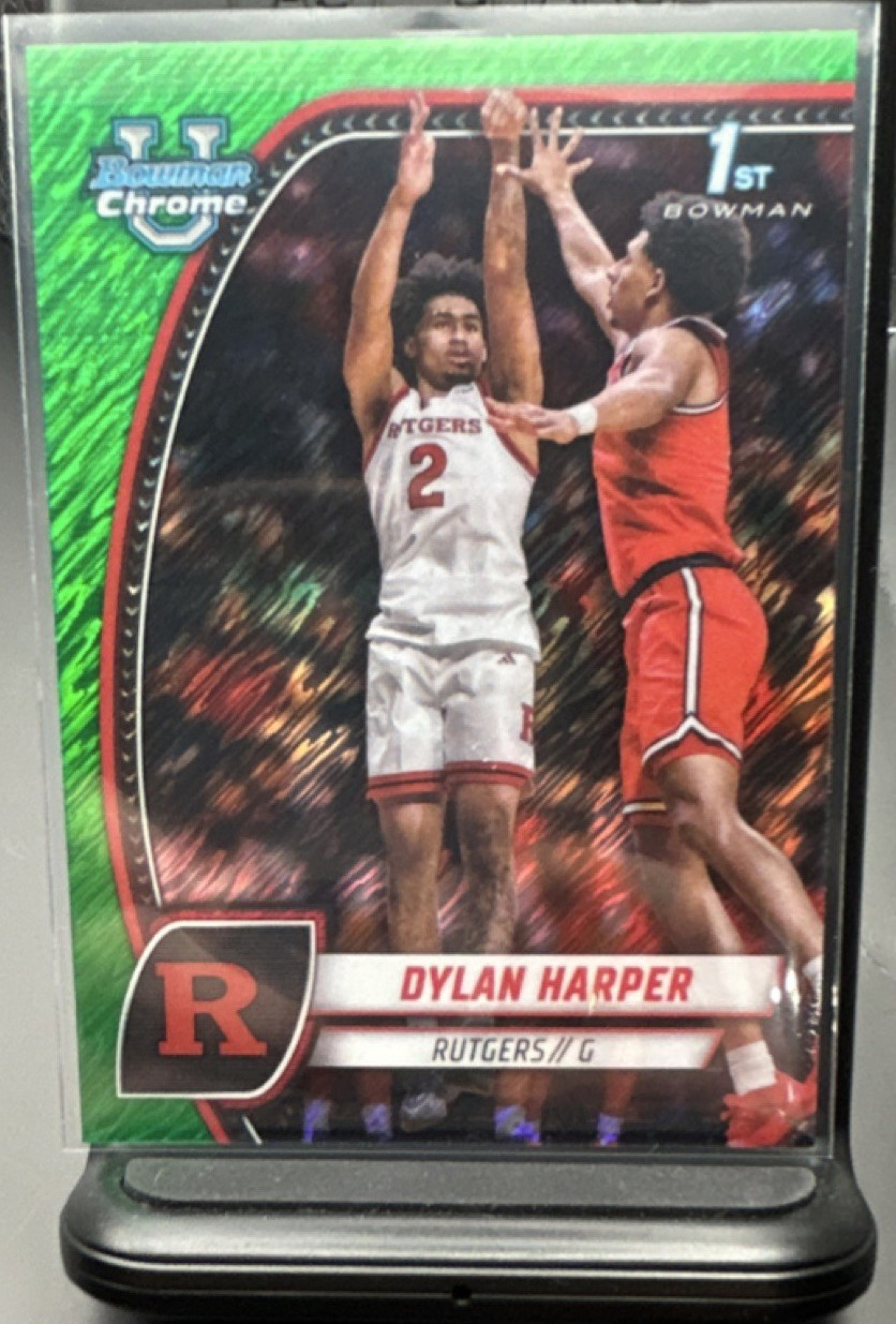 Topps 2024-25 Bowman University Chrome #22 Dylan Harper Green Shimmer Rutgers