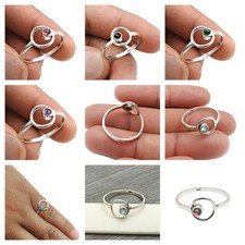 925 Sterling Silver Natural Gemstone Minimal Ring Easter Gift Jewelry For Her