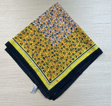 Vtg 60s Vera Neumann 100 Cotton Scarf Italy Black Yellow Orange Mod Flower