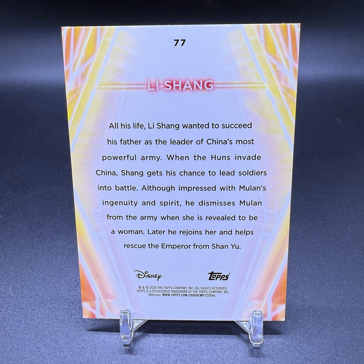 25! 🚨2026 Topps Disney Neon Mulan's Li Shang Orange Diamond #77