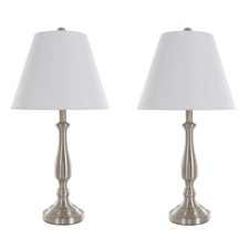 Brushed Steel Table Lamps - Set of 2