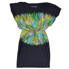 Maggy London Size 6 Sheath Dress Black Abstract Burst Print Stretch Party EUC