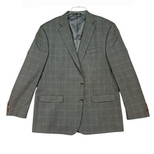 Chaps Sport Coat Mens 46L Gray Houndstooth 2 Button Business Casual Preppy Dress