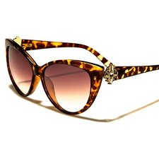 Gorgeous Tortoise Gold Rhinestone High-End Stylish Designer Cat Eye Sunglasses