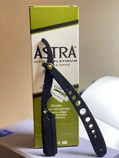 100 Astra Platinum Double Edge Razor Blades+Barber Shaving Straight Edge Razor