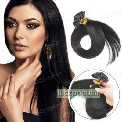 Remy Human Hair Extensions 100S Pre Bonded Nail Keratin U Tip Glue Hair 1g 0.5g