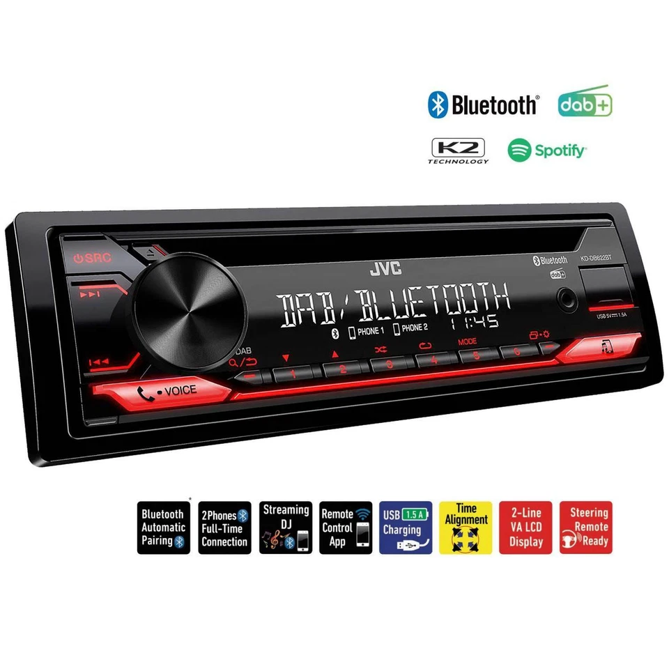 JVC KD-DB622BT DAB inkl Antenne Bluetooth Einbauset für Fiat Multipla 2006-2010 - Bild 3 von 4