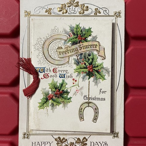 Saludo Sincero Navidad Felices Días Postal Saludo Alemania Antiguo 1900 - Imagen 2 de 5