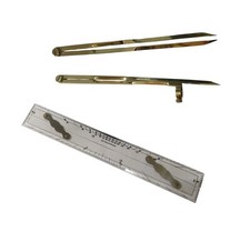 18 inch Parallel Ruler with Brass Divider & Pencil Compass &ndash; Marine Navigation