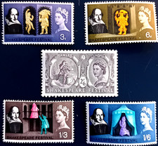 GB QEII 1964 SG646-650 SHAKESPERE FESTIVAL MNH SET OF 5