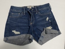 Abercrombie Kids Mid-rise Midi Shorts Youth Girls Size 11/12 Blue Adjustable
