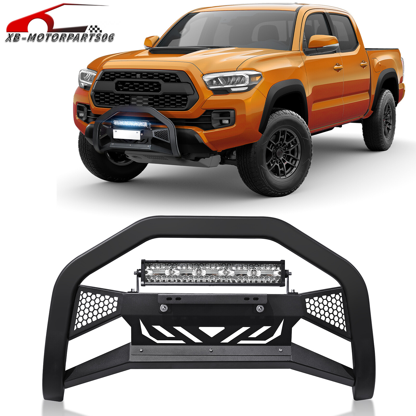 Front Grill Grille Guard Bumper W/ LED Light Bar For 2005-2015 Toyota Tacoma