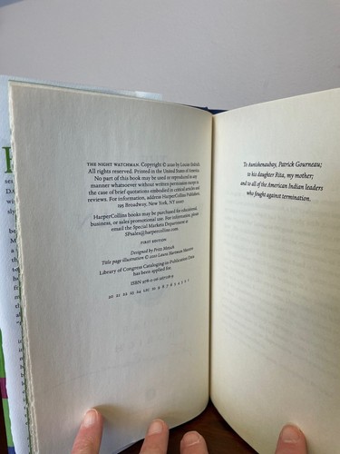 The Night Watchman Louise Erdrich 1st Ed. Pulitzer Prize SIGNED!!!! - Picture 3 of 4