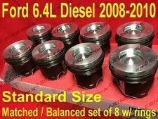 Ford 6.4 6.4L Powerstroke Diesel MAHLE Pistons Standard set 8 w/ Rings 2008-2010