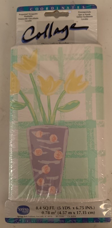 NEW Decorative Wallpaper Border 15 ft x 6.75 in. Floral/Tulip Springtime/Green