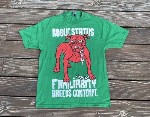 Vintage Rogue Status Big Graphic Print Dog Bulldog Rob Dyrdek Shirt Skate Size L - 第 1/3 張圖片
