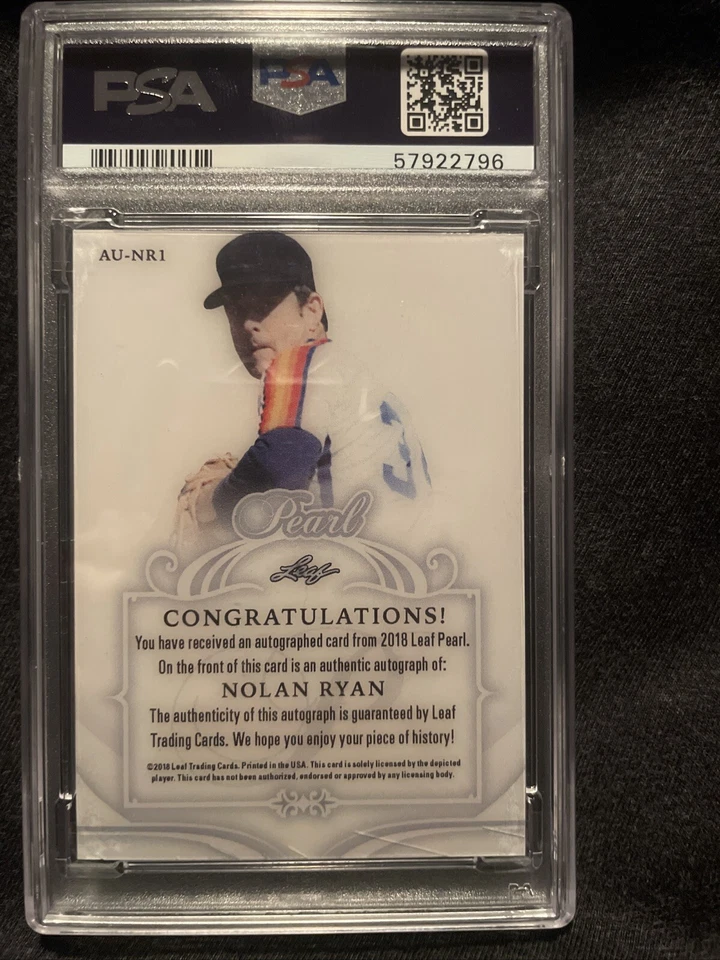 2018 Leaf Pearl Nolan Ryan A.U-GRN.SPECTRUM HOLOFOIL NR1 MNT 9 - Image 2 of 3