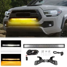 for Toyota Tacoma 16-23 -Amber/White Strobe 32'' LED Light Bar+Grille Mount+Wire