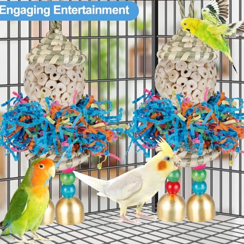 Conure Toys, Bird Toys Parrot Foraging Shredder Hanging Toys Sola Hat Boy Small - Bild 6 von 6