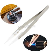 Stainless Steel Ceramic Tweezers Heat Resistant Non Conductive Ceramic tip