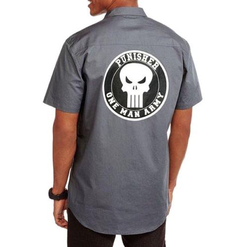 Marvel Punisher One Man Army Button Up Men's Work Shirt NWT - Picture 2 of 5