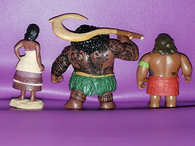 DISNEY MOANA MOVIE MAUI SINA TUI MOM AND DAD FIGURES SET OF 3 3.5